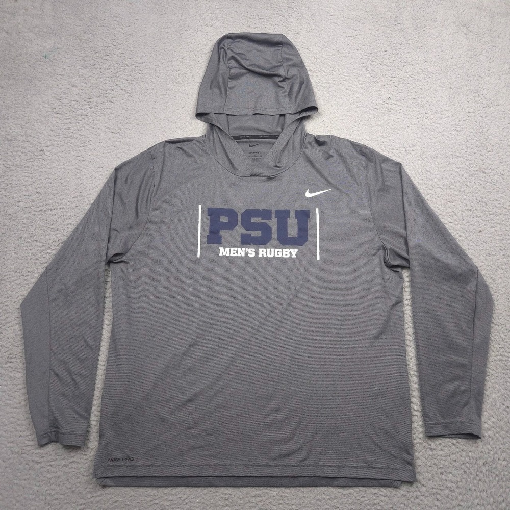 Nike Pro Team Hyper Dry Penn State PSU Rugby Hoodie Men XL Dri-FIT Gray